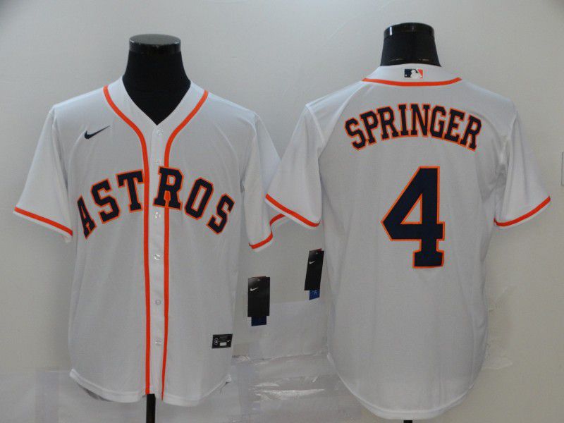 Men Houston Astros #4 Springer White Nike Game MLB Jerseys->houston astros->MLB Jersey